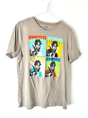 Old Navy Ice Cube Pop Art Graphic Tee Light Grey Beige Crew Neck